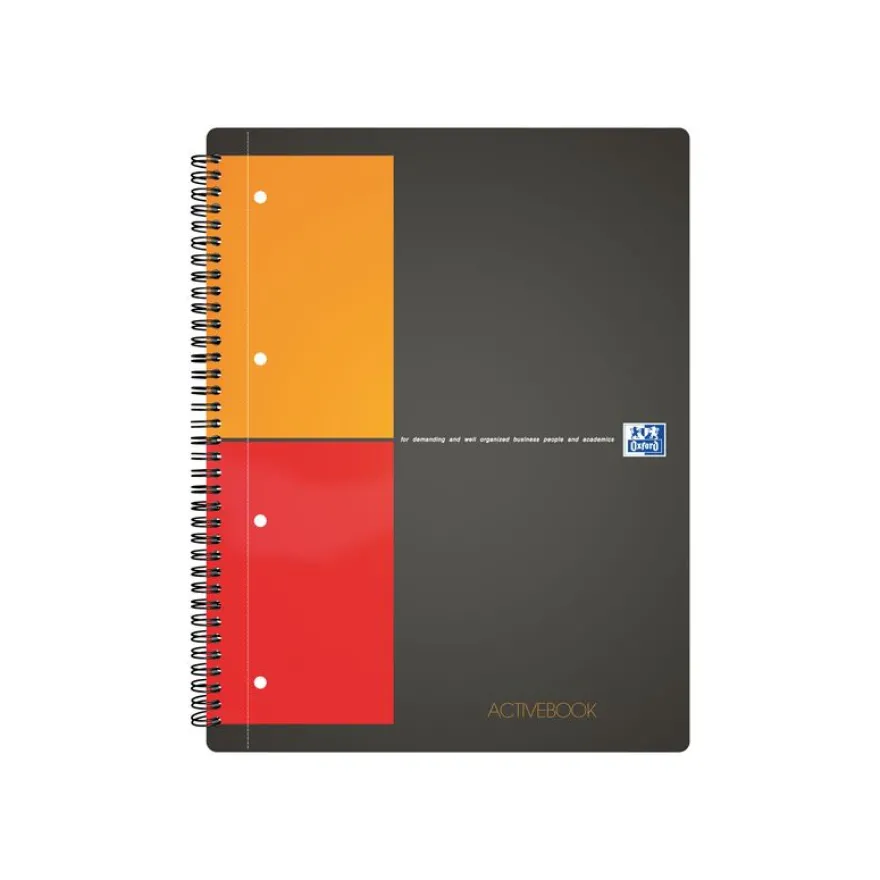 Oxford Activebook - Cahier à spirale A4+ - 160 pages - petits carreaux (5x5 mm)