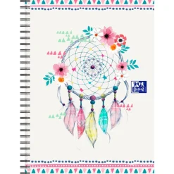 Oxford Boho Chic - Cahier spiralé B5 (19 x 25 cm) - 120 pages - petits carreaux ( 5x5 cm)
