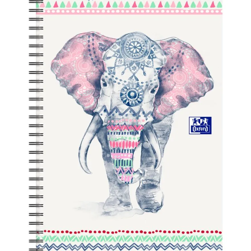 Oxford Boho Chic - Cahier spiralé B5 (19 x 25 cm) - 120 pages - petits carreaux ( 5x5 cm)