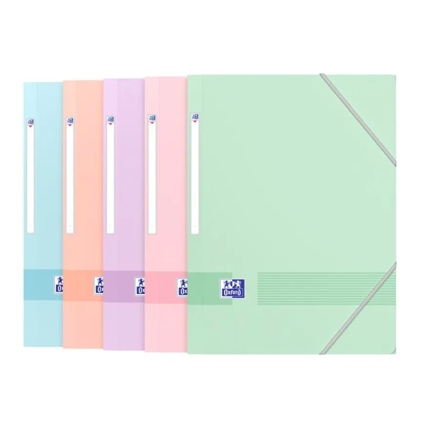 Oxford Color Life Pastel - Chemise à élastique 3 rabats - A4 - Carte rigide 300g/m² pelliculé - Disponible en différentes couleurs