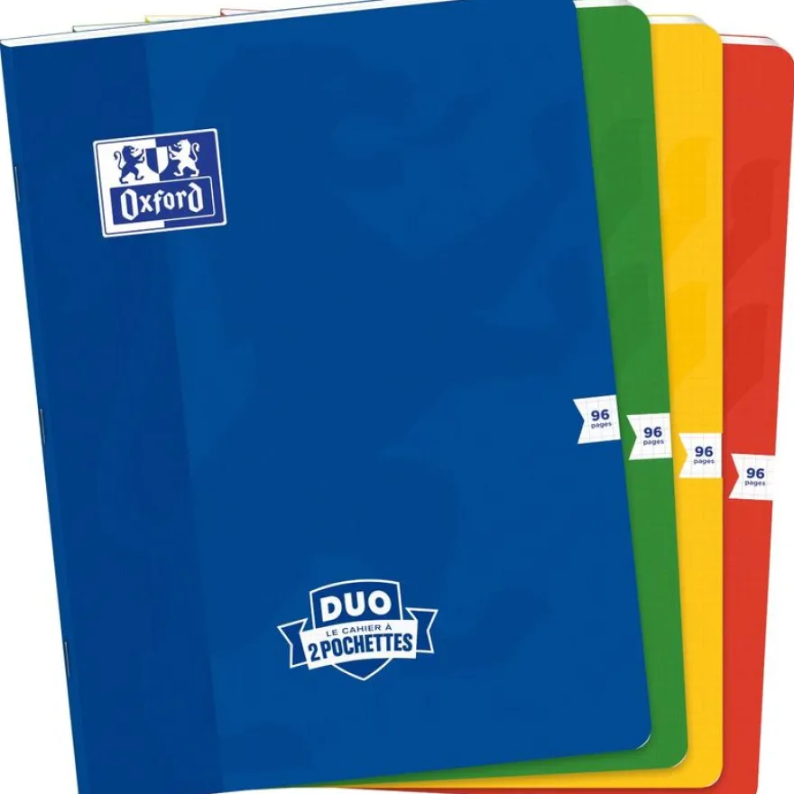 Oxford Duo - Cahier 24 x 32 cm - 96 pages - petits carreaux (5x5 mm) - disponible dans différentes couleurs