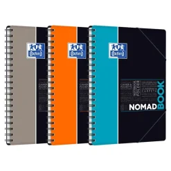 Oxford Etudiants - Cahier Nomadbook B5 (19 x 25 cm) avec pochettes 3 rabats - 160 pages - petits carreaux (5x5 mm) - double spirale - disponible dans différentes couleurs