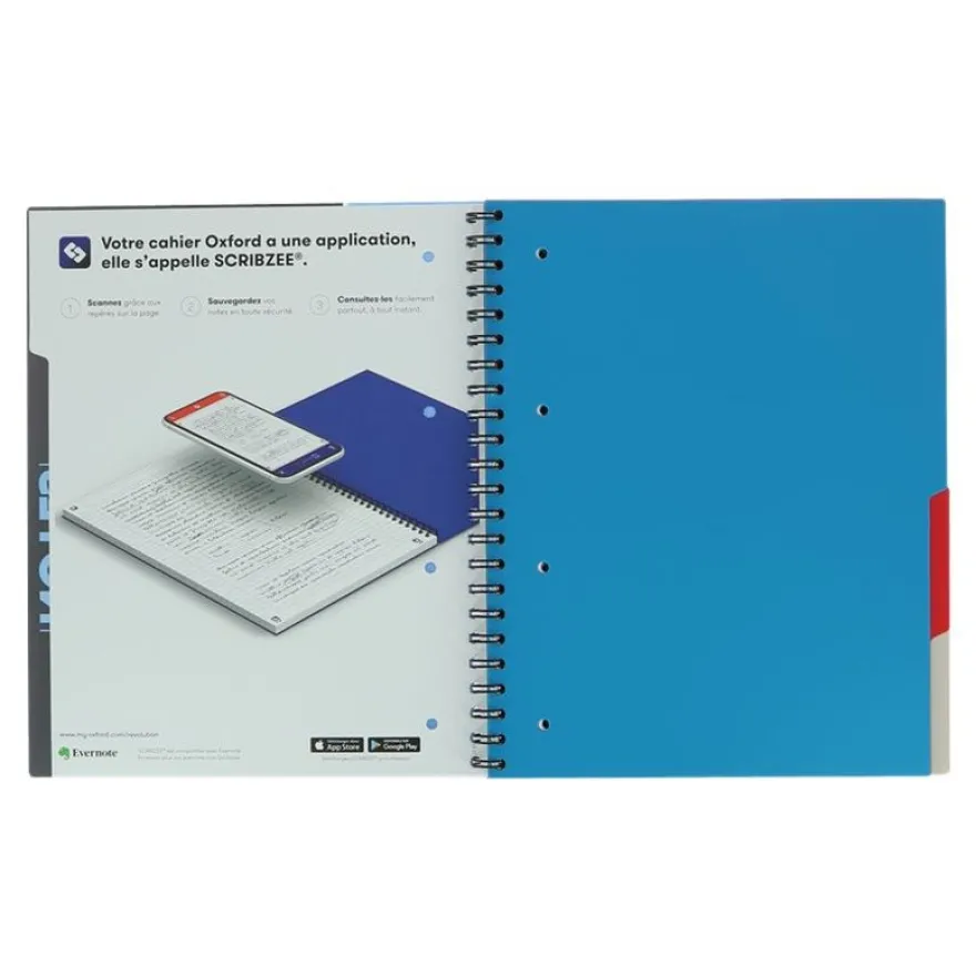 Oxford Etudiants - Cahier Multinotes A4+ (24 x 29,7 cm) - 160 pages - petits carreaux (5x5 mm) - avec 3 intercalaires repositionnables