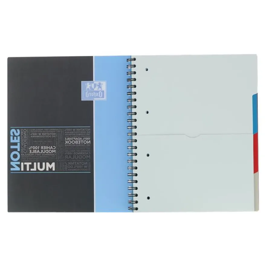 Oxford Etudiants - Cahier Multinotes A4+ (24 x 29,7 cm) - 160 pages - petits carreaux (5x5 mm) - avec 3 intercalaires repositionnables