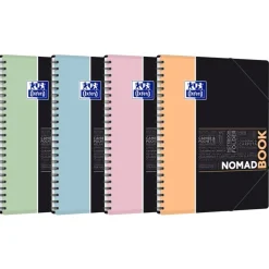 Oxford etudiants - Cahier Nomadbook 240x310 A4+ avec pochettes 3 rabats - 160 pages - Grands carreaux (seyes) - Double spirale - Disponible dans différentes couleurs pastel