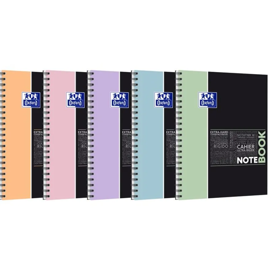 Oxford etudiants - Cahier Notebook 230x297 - 160 pages - Grands carreaux (seyes) - Double spirale - Disponible dans différentes couleurs pastel