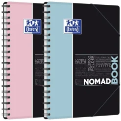 Oxford etudiants - Cahier Nomadbook 195x285 format b5 avec pochettes 3 rabats - 160 pages - Grands carreaux (seyes) - Double spirale - Disponible dans différentes couleurs pastel