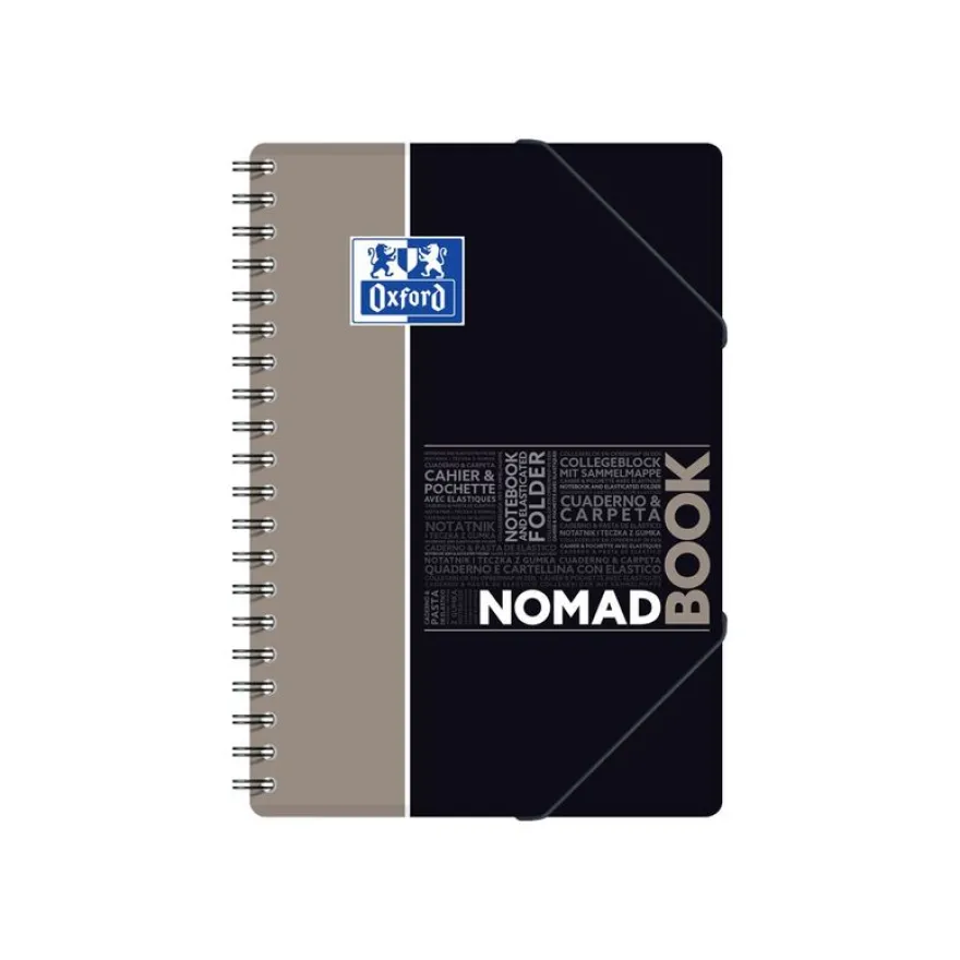 Oxford Etudiants - Cahier Nomadbook B5 (19 x 25 cm) avec pochettes 3 rabats - 160 pages - grands carreaux (Seyes) - double spirale - disponible dans différentes couleurs