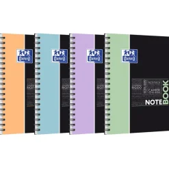Oxford etudiants - Cahier Notebook 185x250 - 160 pages - Grands carreaux (seyes) - Double spirale - Disponible dans différentes couleurs pastel