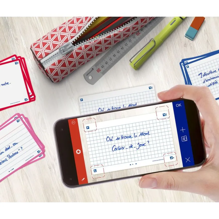 Oxford FLASH 2.0 - Pack de 32 cartes - A7 - petitis carreaux - blanc