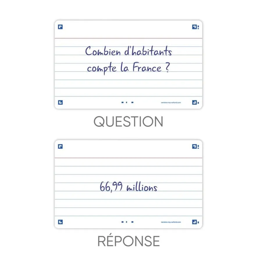 Oxford FLASH 2.0 - Pack de 32 cartes - A7 - ligné - blanc
