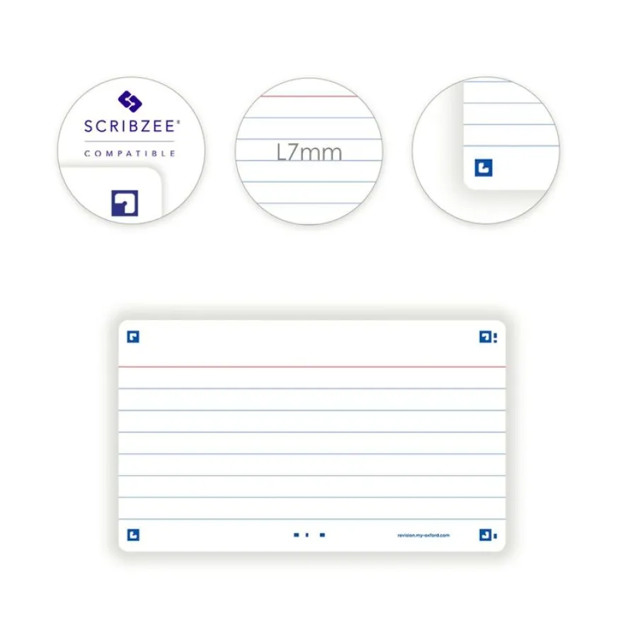 Oxford FLASH 2.0 - Pack de 32 cartes - A7 - ligné - blanc
