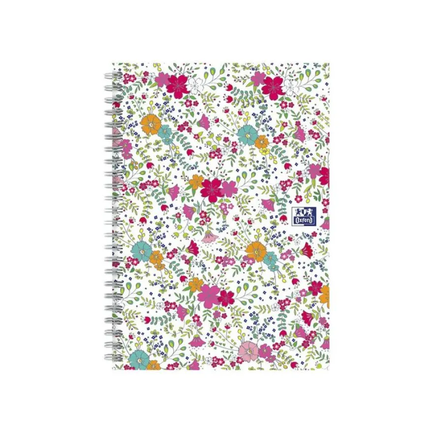 Oxford Floral - Carnet de notes à spirale - A5 - 120 pages - ligné
