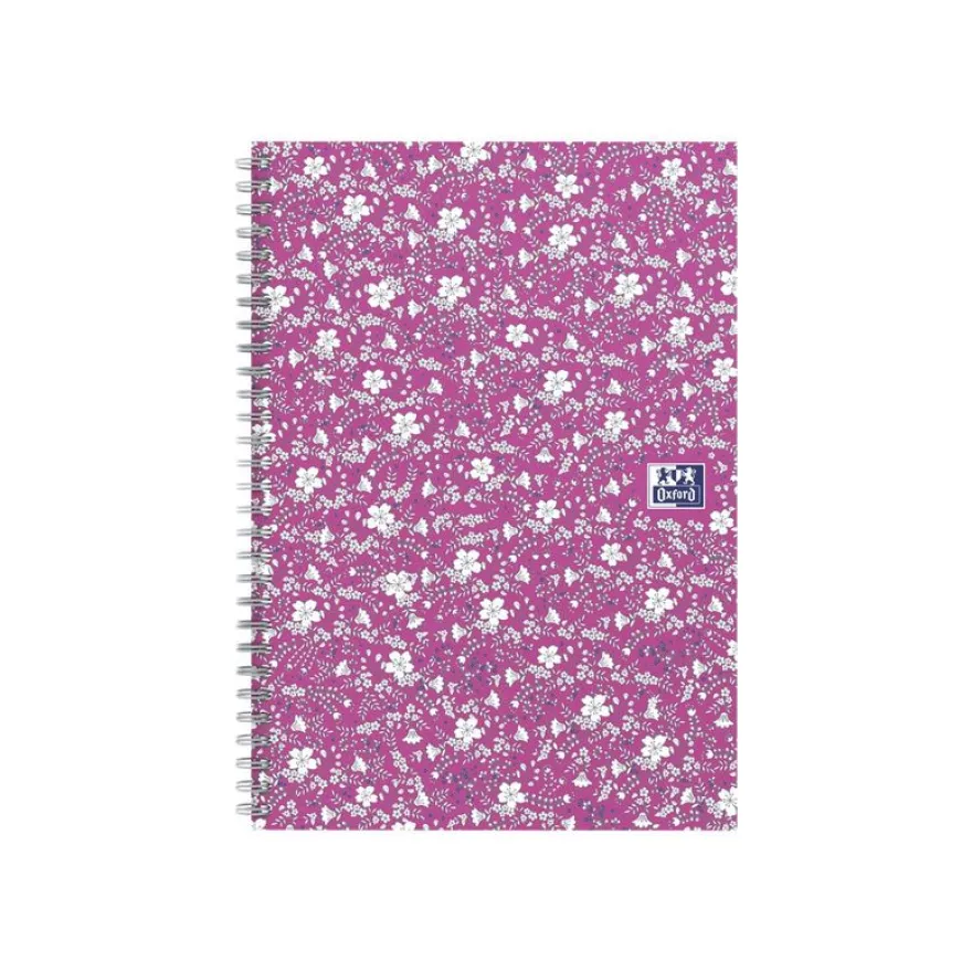Oxford Floral - Carnet de notes à spirale - A5 - 120 pages - ligné