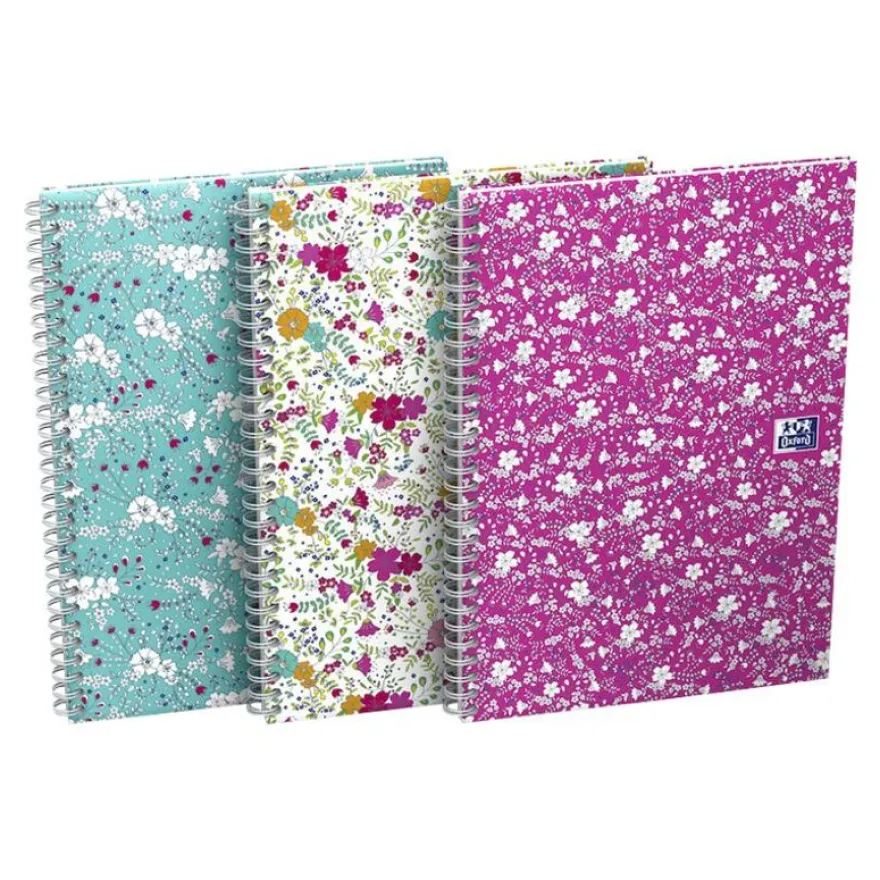 Oxford Floral - Carnet de notes à spirale - B5 - 120 pages - ligné