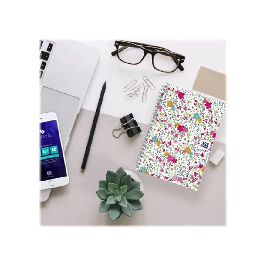 Oxford Floral - Carnet de notes à spirale - B5 - 120 pages - ligné
