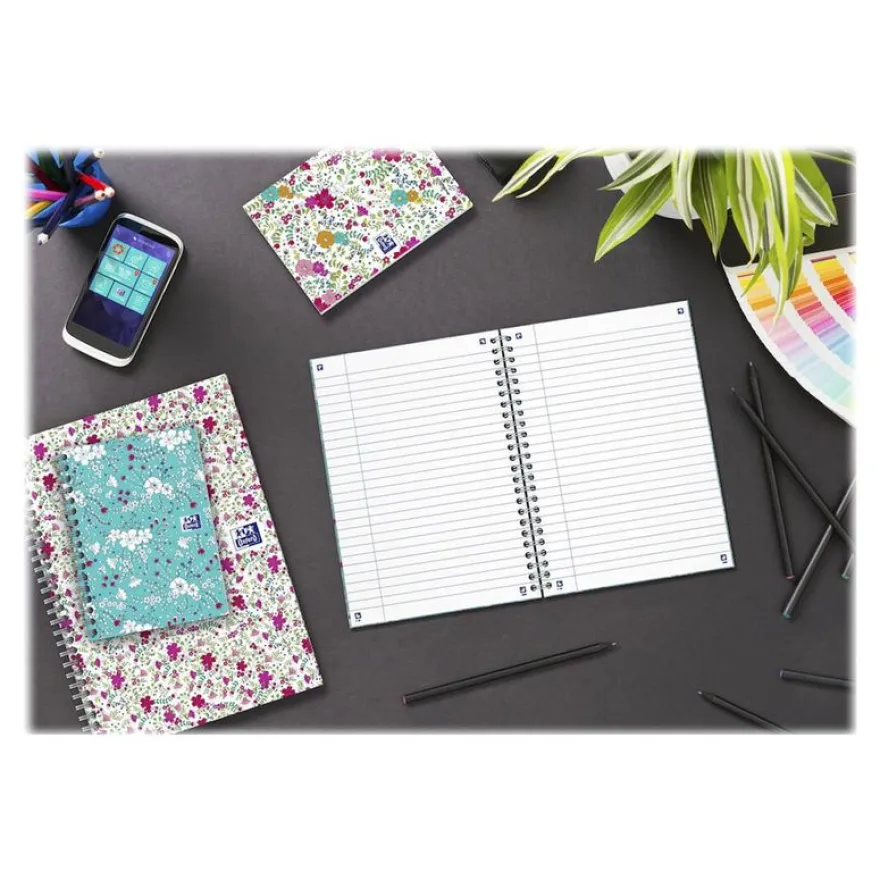 Oxford Floral - Carnet de notes à spirale - B5 - 120 pages - ligné