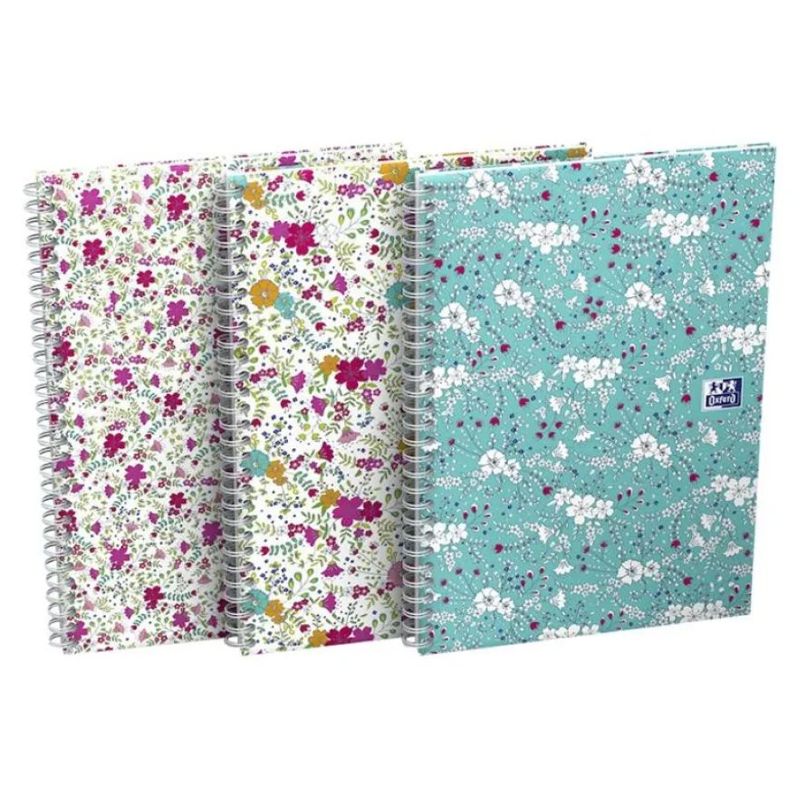 Oxford Floral - Carnet de notes à spirale - B5 - 120 pages - ligné
