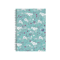 Oxford Floral - Carnet de notes à spirale - A5 - 120 pages - petits carreaux