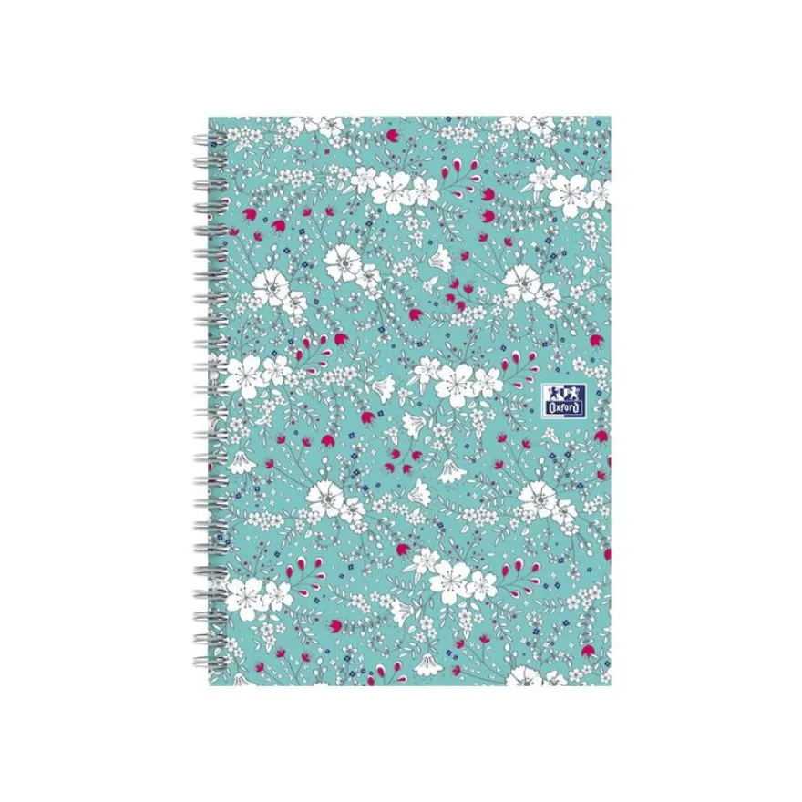 Oxford Floral - Carnet de notes à spirale - A5 - 120 pages - petits carreaux