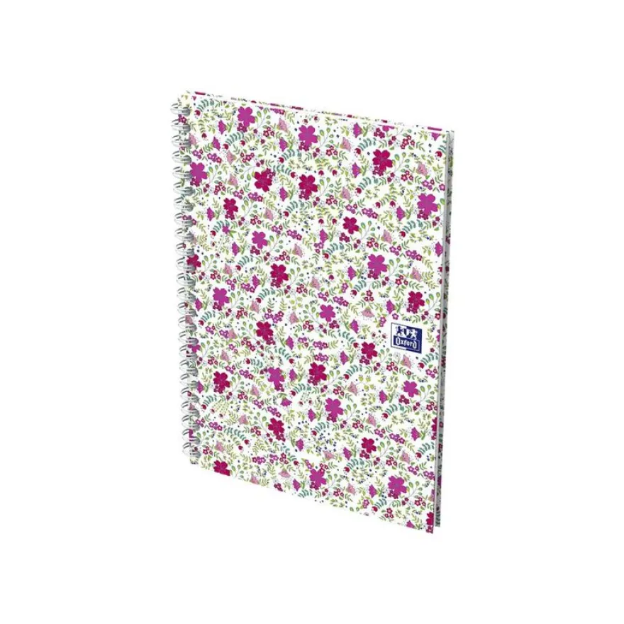 Oxford Floral - Carnet de notes à spirale - A5 - 120 pages - petits carreaux