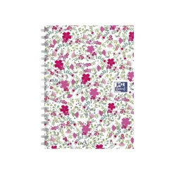 Oxford Floral - Carnet de notes à spirale - A5 - 120 pages - petits carreaux