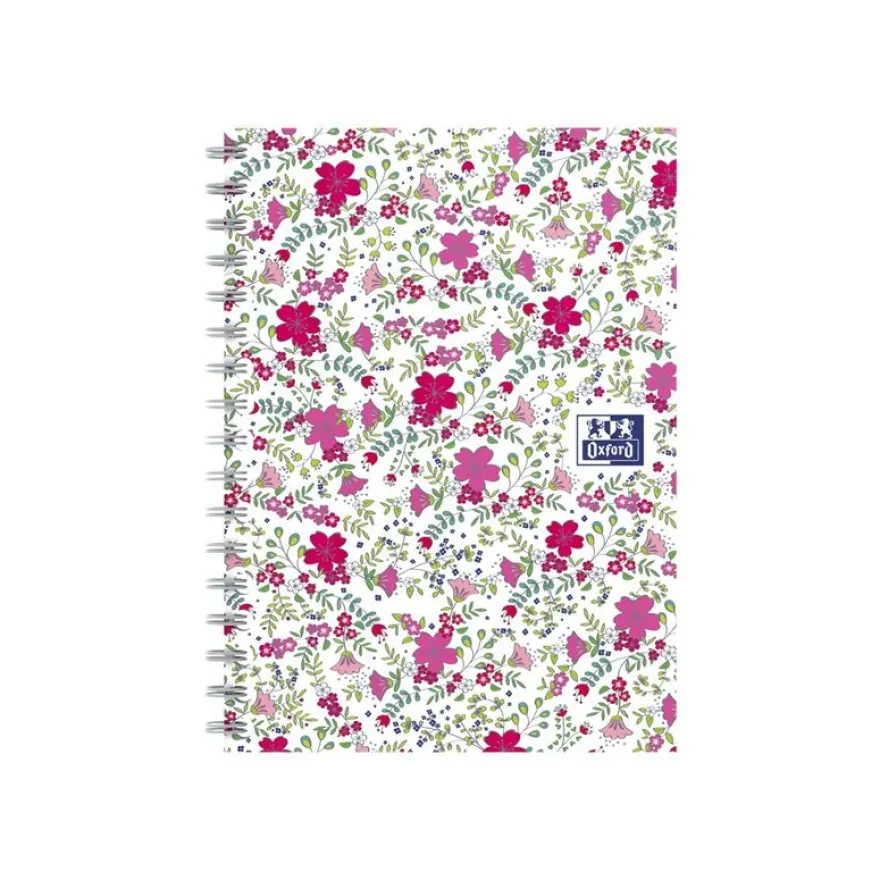 Oxford Floral - Carnet de notes à spirale - A6 - 100 pages - petits carreaux