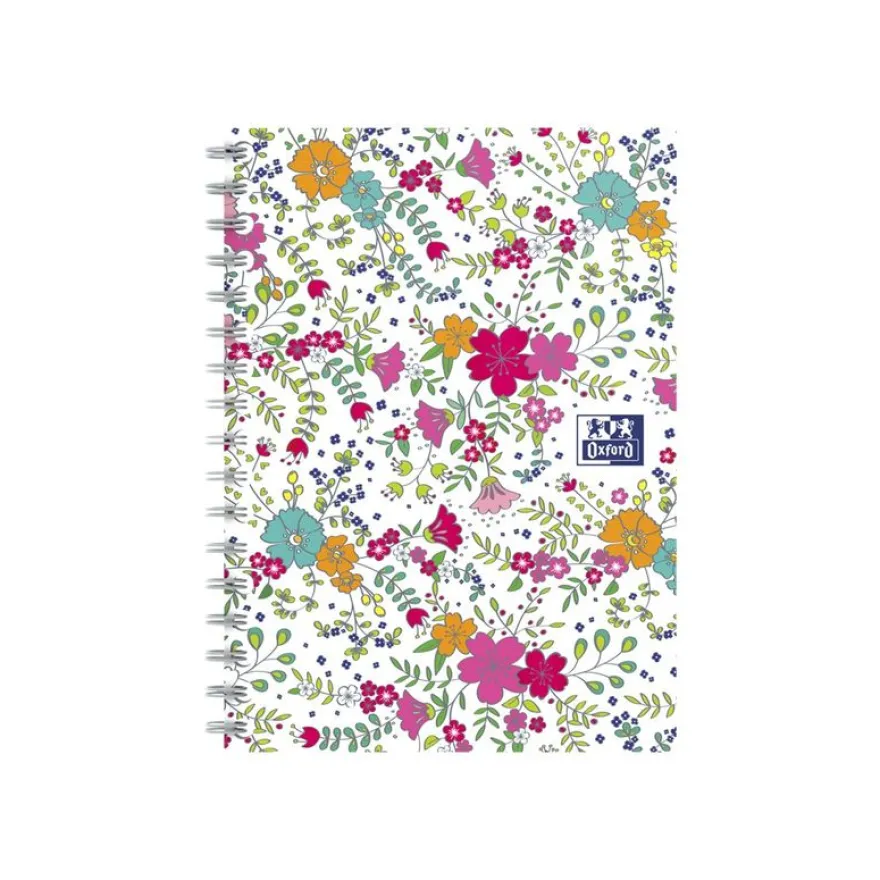 Oxford Floral - Carnet de notes à spirale - A6 - 100 pages - petits carreaux