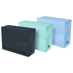 Oxford Harmonia - Boite All in box - Dos 120 mm - Carte rigide rembordée et pelliculée - Disponible en 3 coloris : bleu pastel, vert amande et noir bleuté