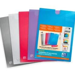 Oxford Hawai - 5 chemises étui Easy Go - A4 - Polyprolylène - Capacité de 40 feuilles - Assorti