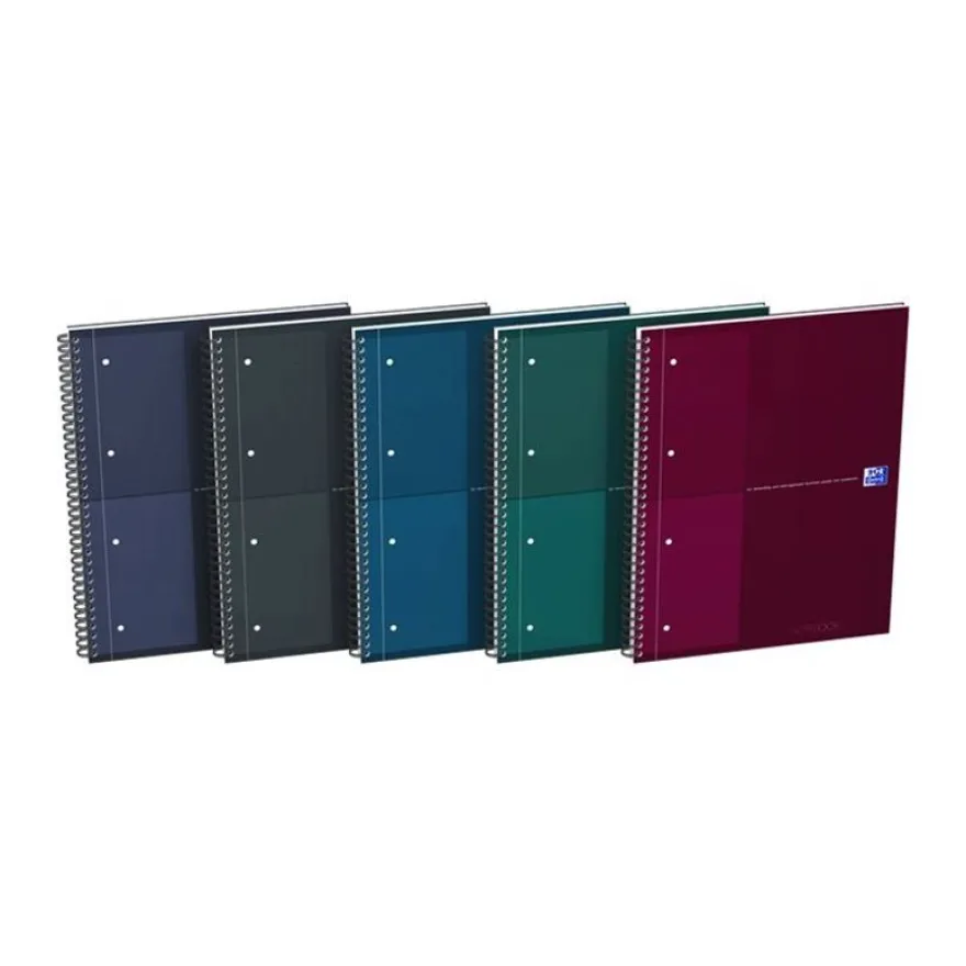 Oxford Notebook - Cahier à reliure intégrale - reliure à anneaux métalliques - A4+ - 80 feuilles / 160 pages - petits carreaux (5x5 mm) couleurs assorties