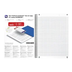 Oxford Office Essentials - Cahier à spirale A4 (21x29,7 cm) - 180 pages - grands carreaux (Seyes) - disponible dans différentes couleurs