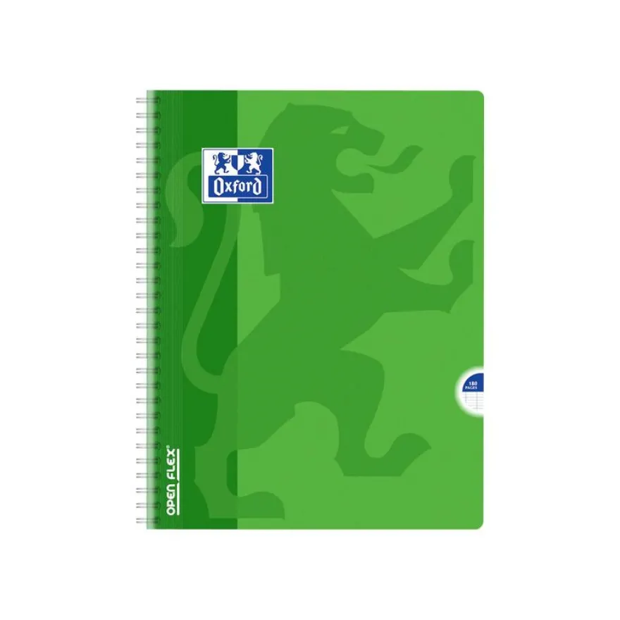 Oxford Openflex - Cahier polypro à spirale 24 x 32 cm - 180 pages - grands carreaux (Seyes) - disponible dans différentes couleurs