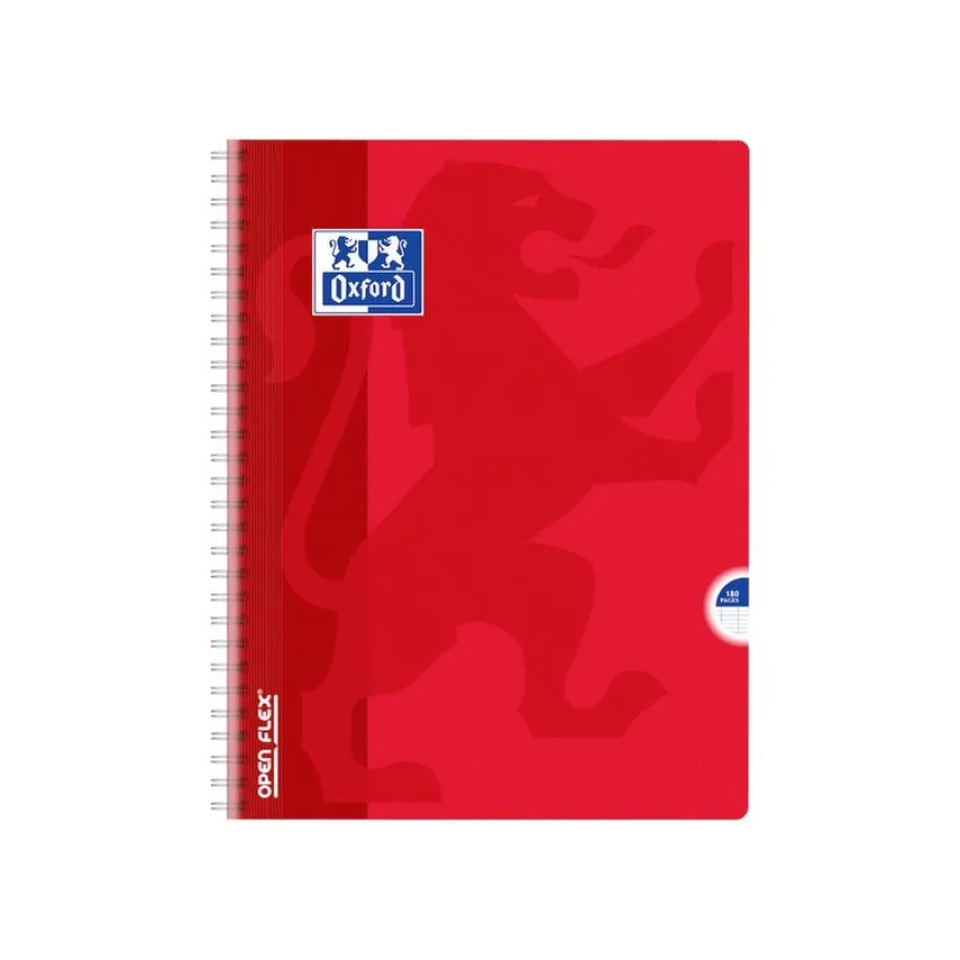 Oxford Openflex - Cahier polypro à spirale 24 x 32 cm - 180 pages - grands carreaux (Seyes) - disponible dans différentes couleurs