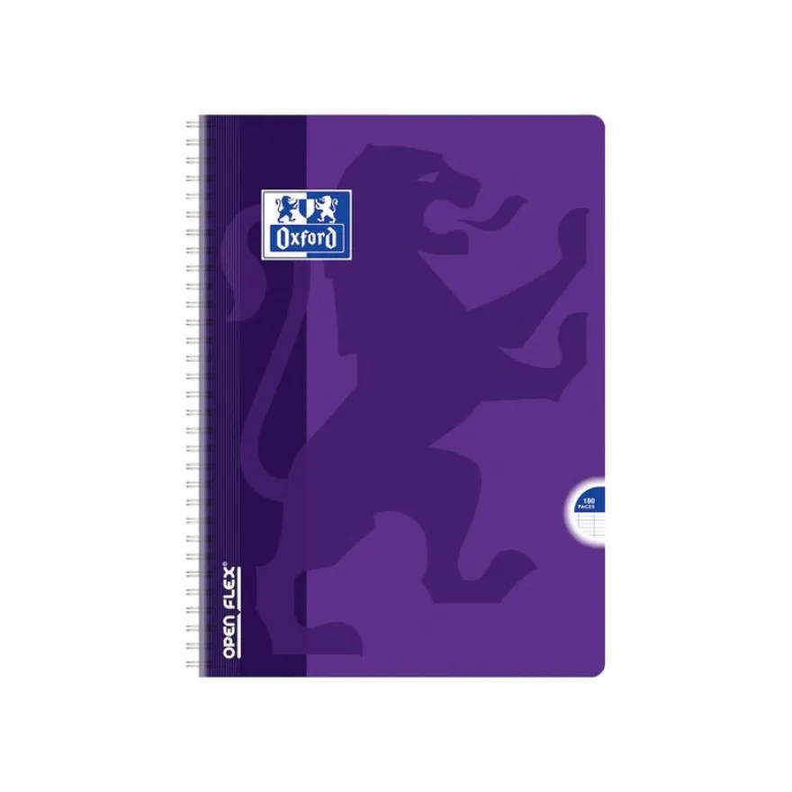 Oxford Openflex - Cahier polypro à spirale A4 (21x29,7 cm) - 180 pages - grands carreaux (Seyes) - disponible dans différentes couleurs