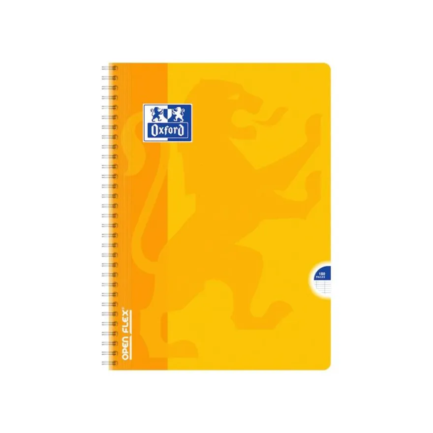 Oxford Openflex - Cahier polypro à spirale A4 (21x29,7 cm) - 180 pages - grands carreaux (Seyes) - disponible dans différentes couleurs