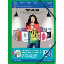 Oxford Polyvision - Chemise personnalisable à rabats - A4 - disponibles dans différentes couleurs translucides