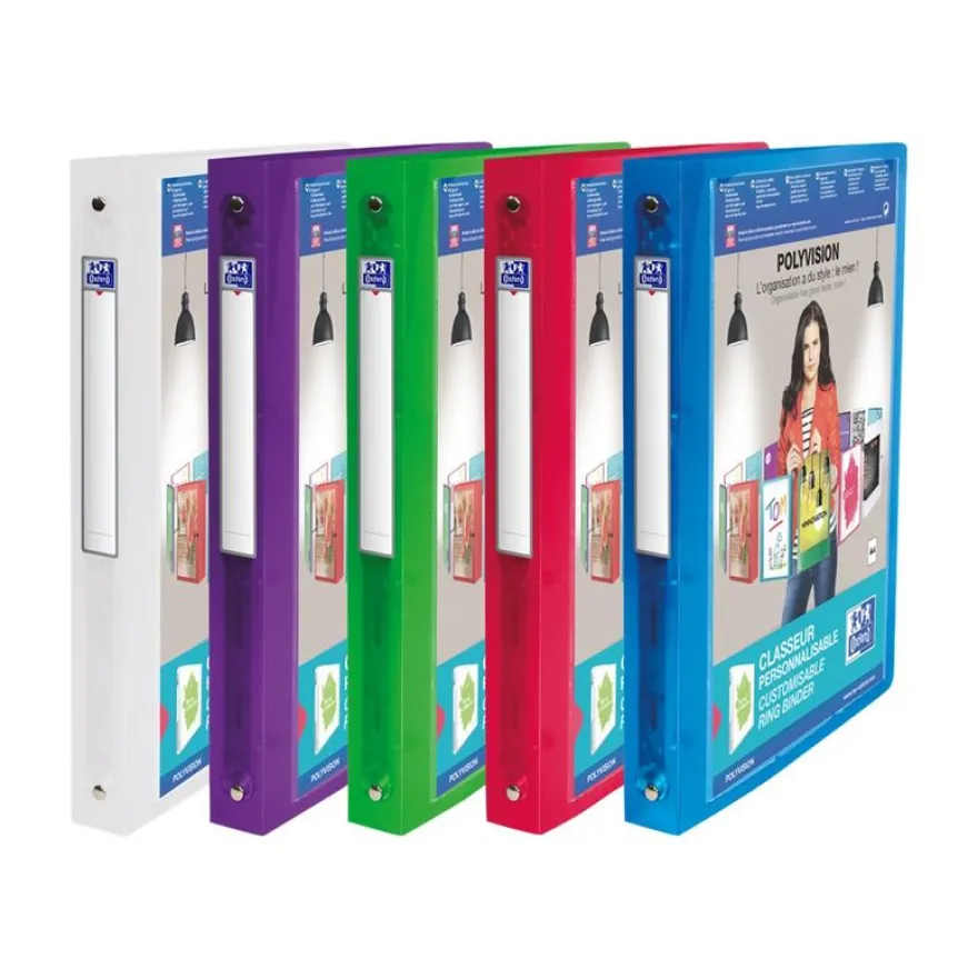 Oxford Polyvision - Classeur à anneaux personnalisable - Dos 30 mm - A4 - pour 100 feuilles - disponible dans différentes couleurs
