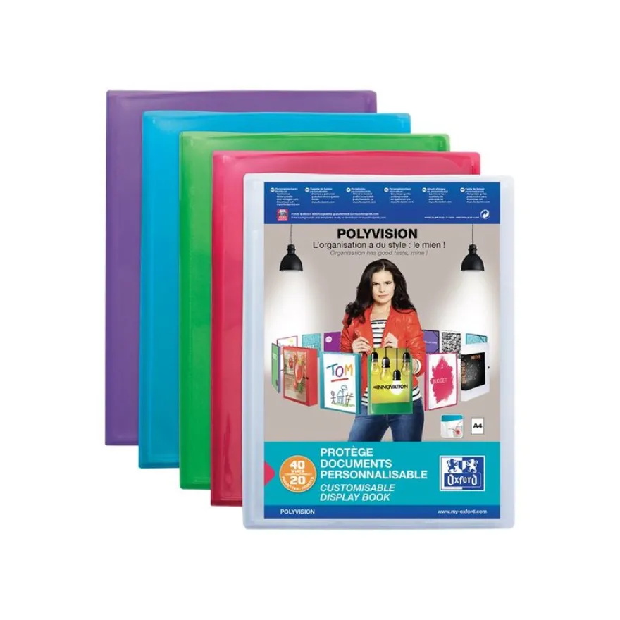 Oxford Polyvision - Porte vues personnalisable - 40 vues - A4 - disponible dans différentes couleurs translucides