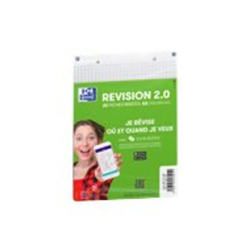 Oxford Revision 2.0 - Pack de 32 Fiches Bristol - A5 - petits carreaux - perforées - blanc