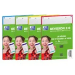 Oxford REVISION 2.0 - Pack de 32 Fiches Bristol Scribzee - A5 - petits carreaux - perforées - couleurs assorties