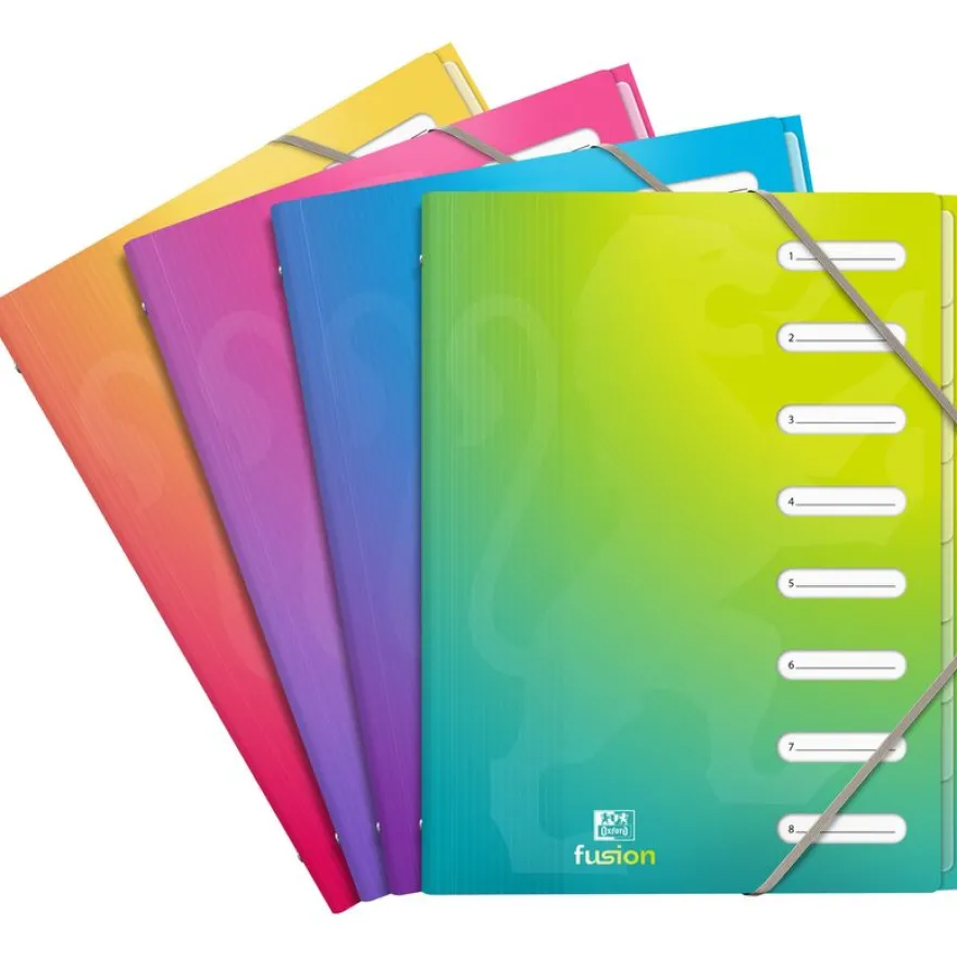 Oxford School Fusion - Trieur polypro A4 - 8 positions - différents coloris disponibles