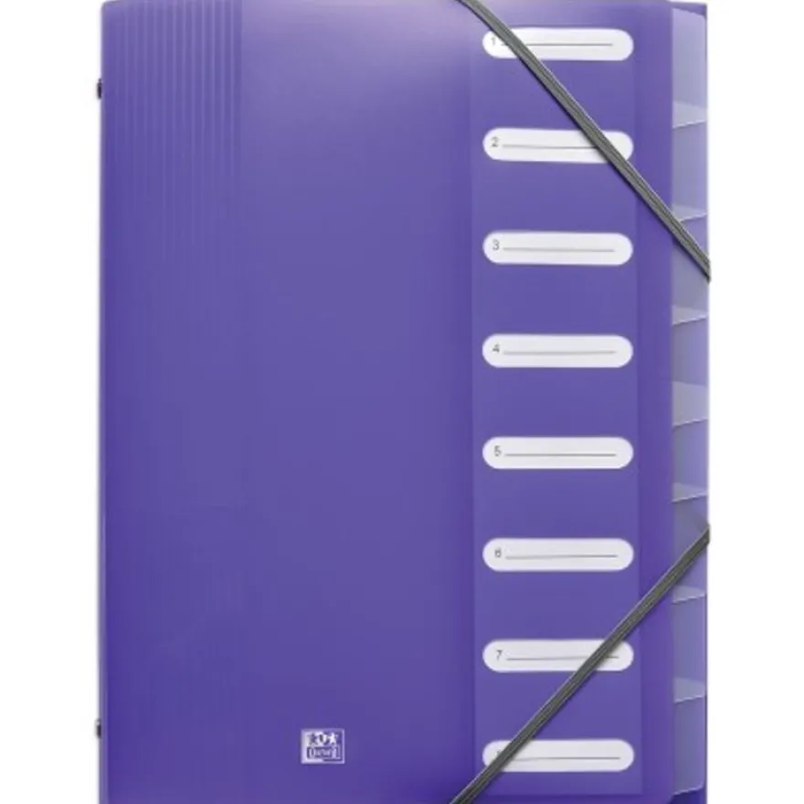 Oxford School Life - Trieur polypro 8 positions - disponible dans différentes couleurs