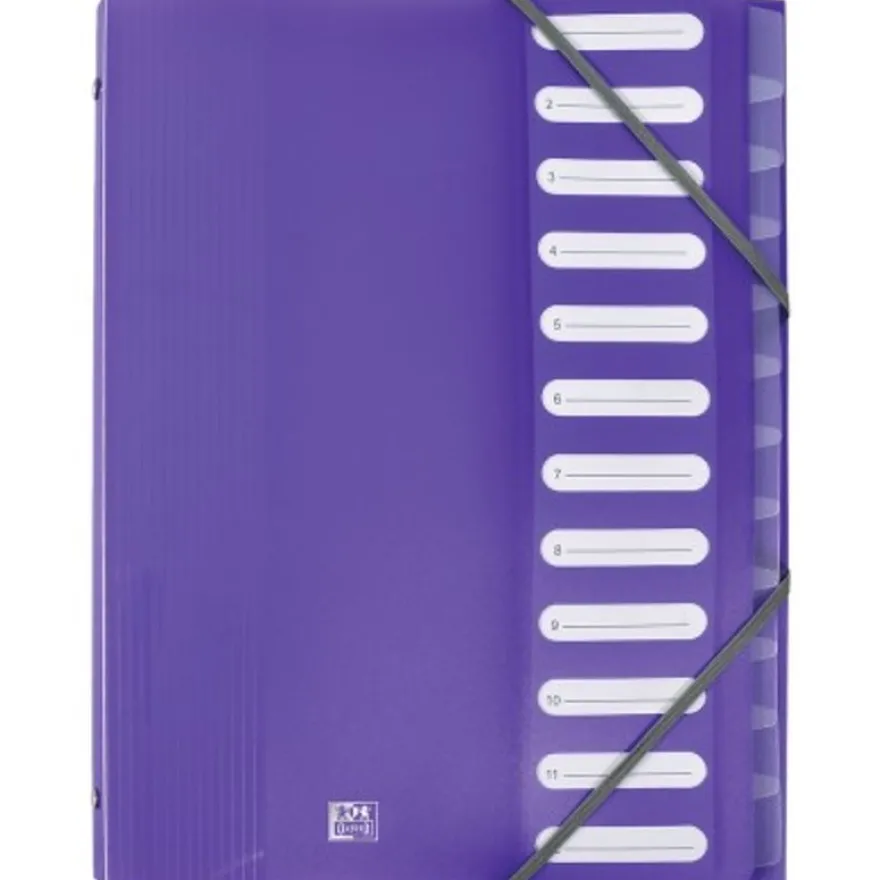 Oxford School Life - Trieur polypro 12 positions - disponible dans différentes couleurs