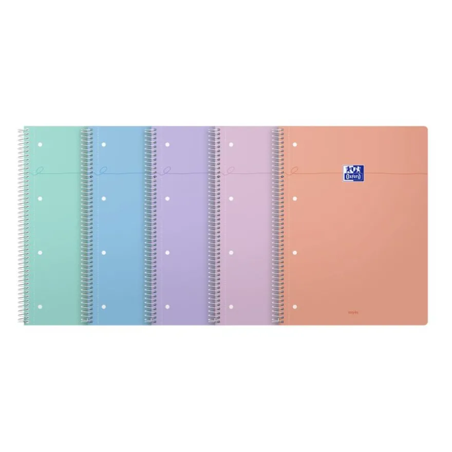 Oxford Smart - Cahier à spirale A4 (23 x 29.7) - 160 pages - grands carreaux (Seyes) - 4 trous - Optik P - disponible dans différentes couleurs pastel