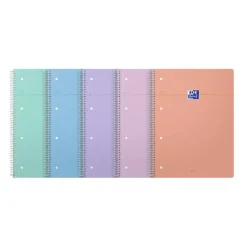 Oxford Smart - Cahier à spirale A4 (23 x 29.7) - 160 pages - petits carreaux (5x5 mm) - 4 trous - Optik P - disponible dans différentes couleurs pastel