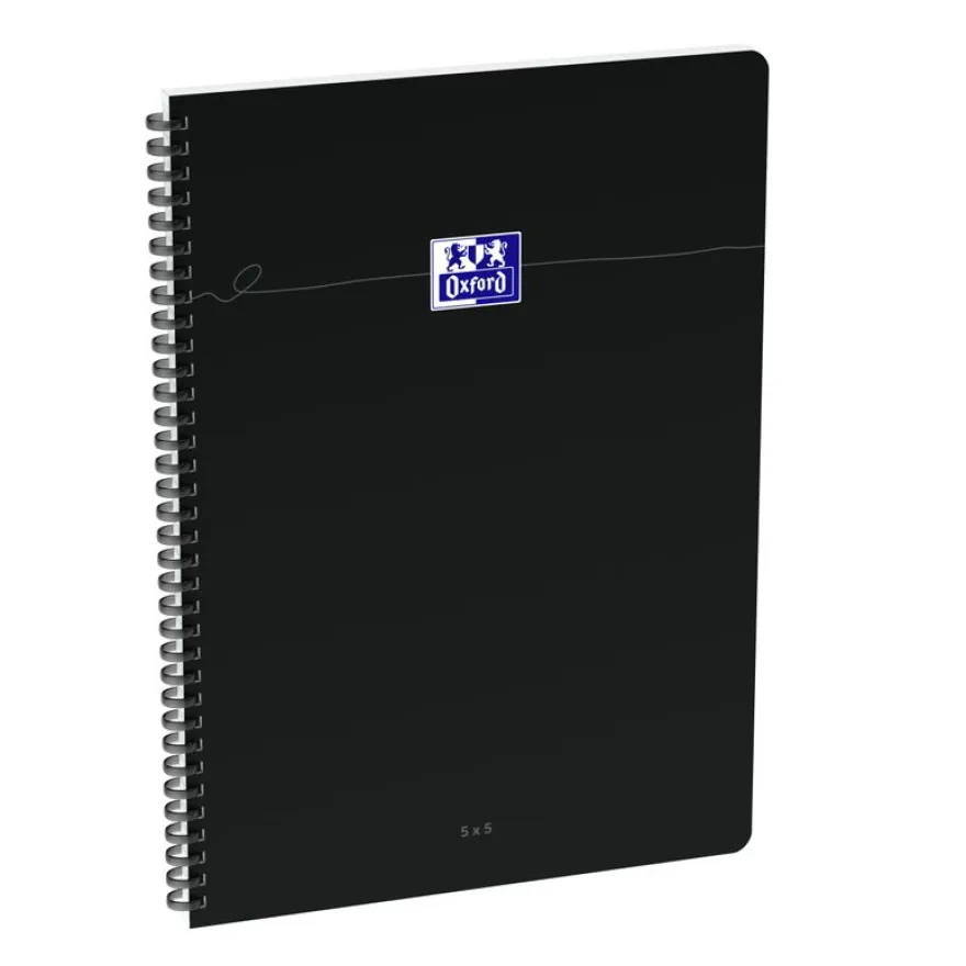 Oxford Smart Flex Ring– Cahier 21 × 29,7 cm – 100 pages – petits carreaux – noir