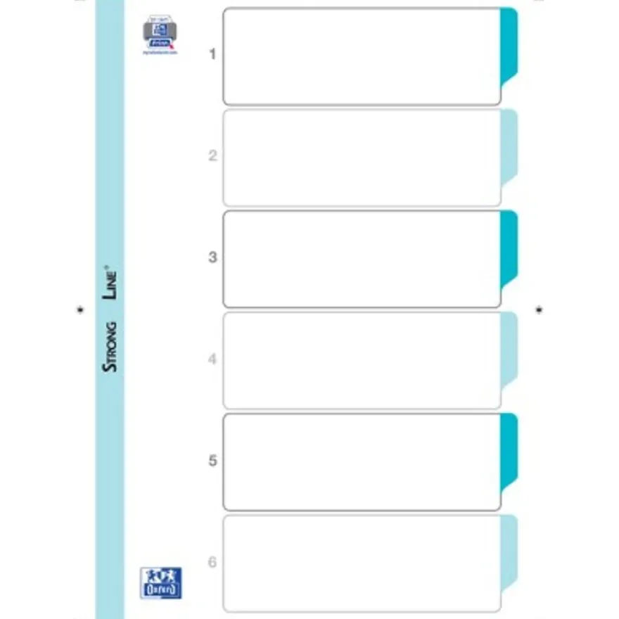 Oxford StrongLine - Intercalaire 6 positions - A4 Maxi - carte blanche