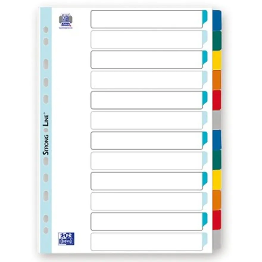 Oxford StrongLine - Intercalaire 12 positions - A4 Maxi - carte blanche