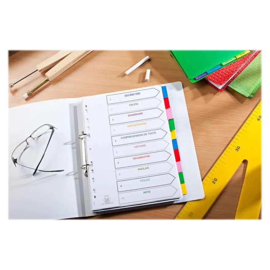 Oxford StrongLine - Intercalaire 12 positions - A4 Maxi - carte blanche